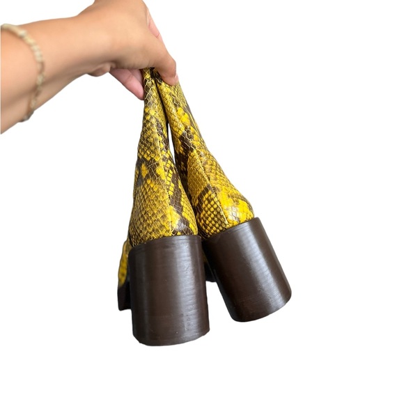 REVOLVE x Simon Miller Yellow Snakeskin Platform Heeled Boots - Picture 5 of 15